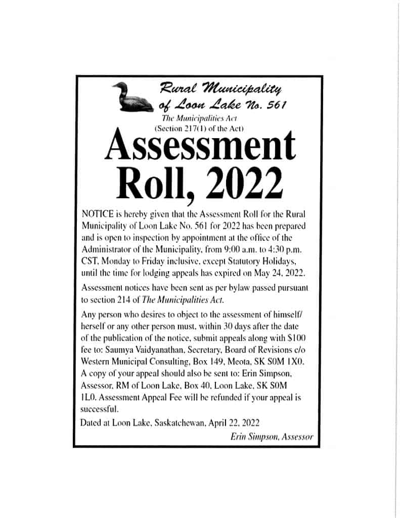 Northern Pride 2022 Assessment Roll Ad