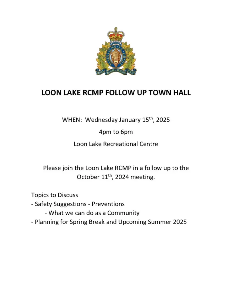 Loon Lake Rcmp Follow Up Town Hall Jan 15