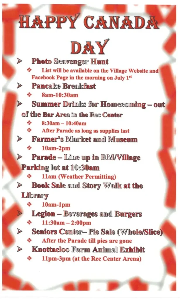 Updated Schedule Of Events