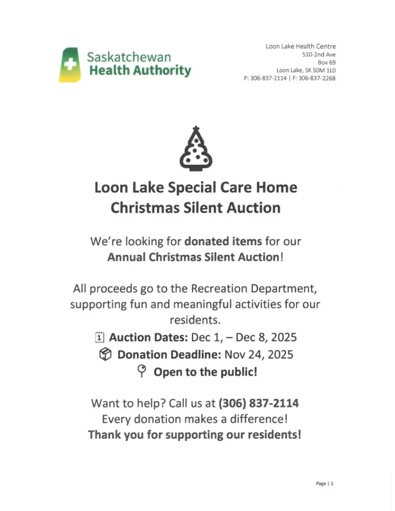 Loon Lake Care Home Auction Flyer